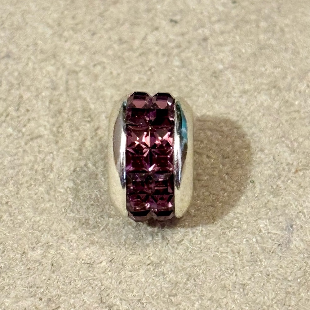 Brighton Spectrum Bead in Amethyst with Square dark purple crystals Silver edges - Picture 2 of 9